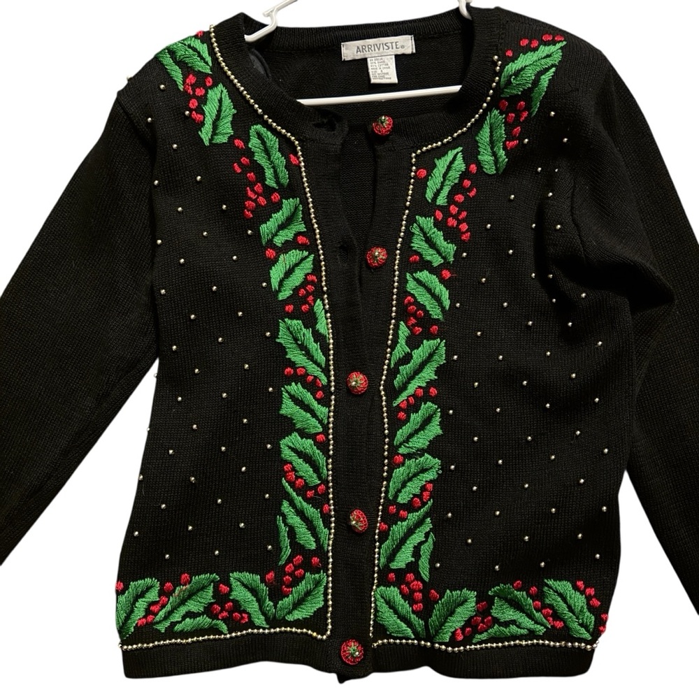 🔥 50% SALE!‎ FINAL! Arriviste Embroidered Holiday Cardigan Sweater Size Small